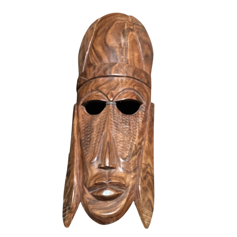 Vintage Hand Carved Wood‎ Mask Wall Decor Tribal African Art Sculpture